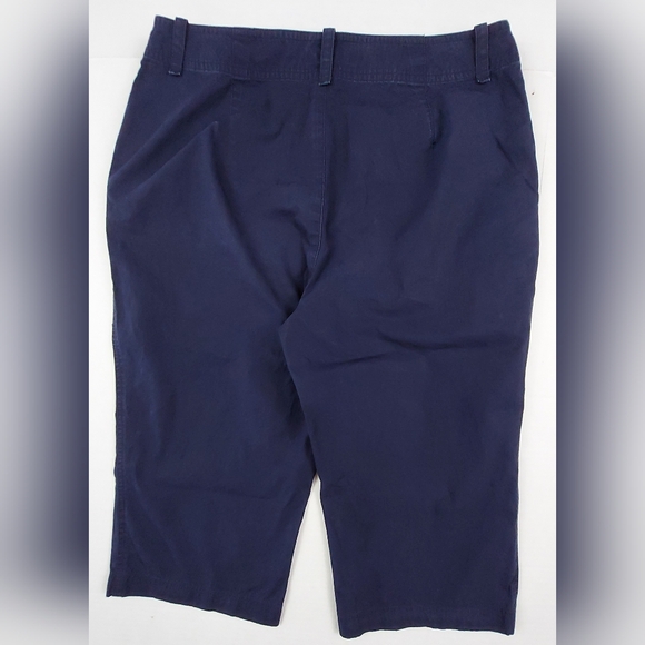 Lauren Ralph Lauren Capris Womens Size 8 Navy Blue Flat Front 100% Cotton Crop - Picture 2 of 9
